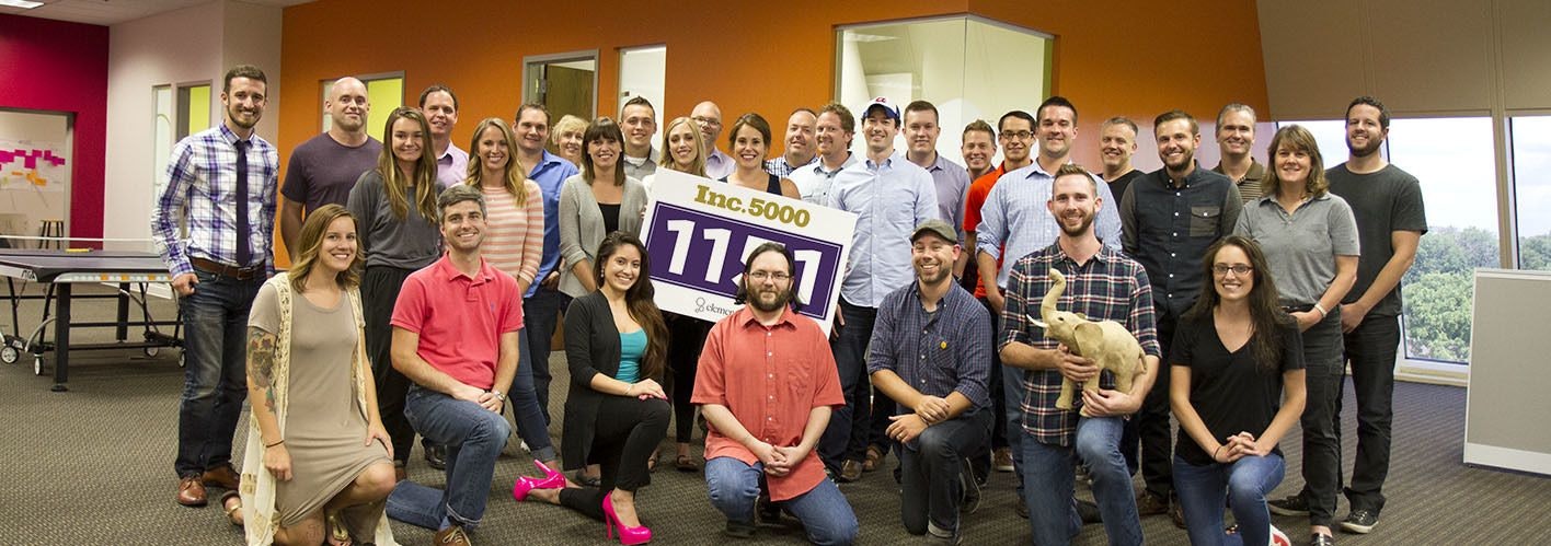 Element Three team celebrating Inc. 5000 nomination